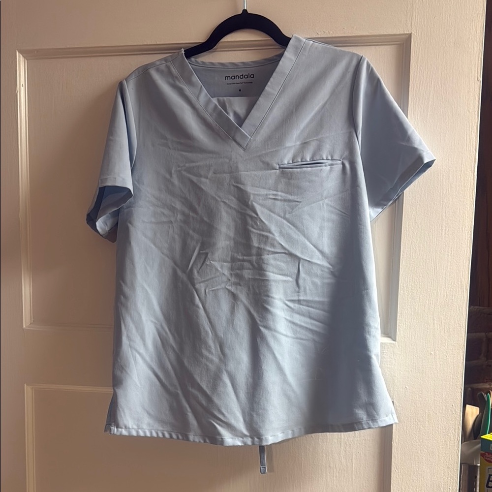 Mandala Women's Light Blue V-Neck Top